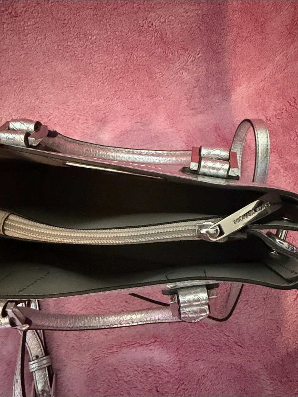 Michael Kors Iridescent Snake-Embossed small Satchel